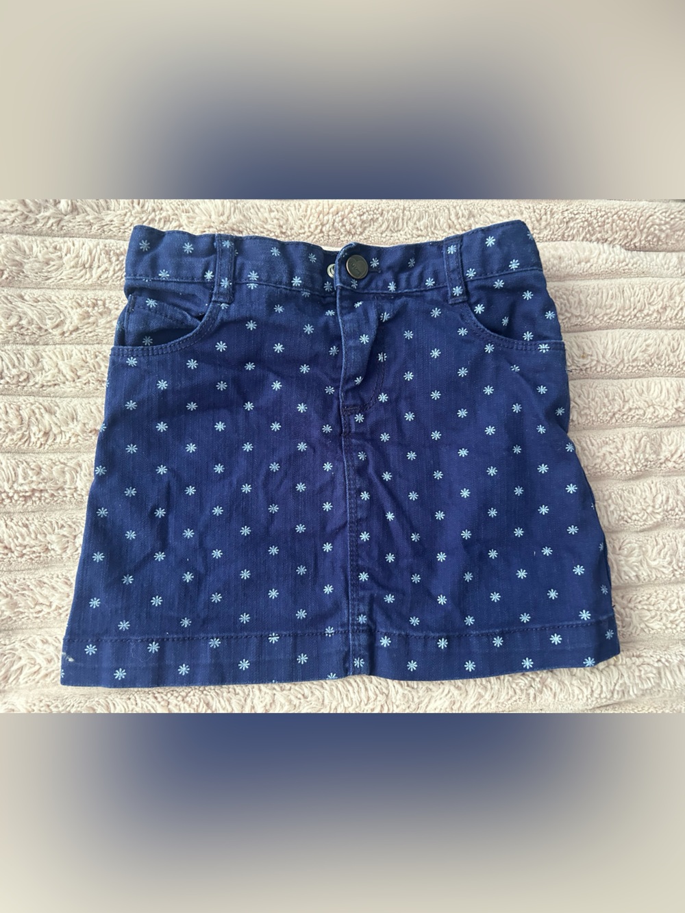 Toddler Girls' Navy Blue Daisy Print Skirt
